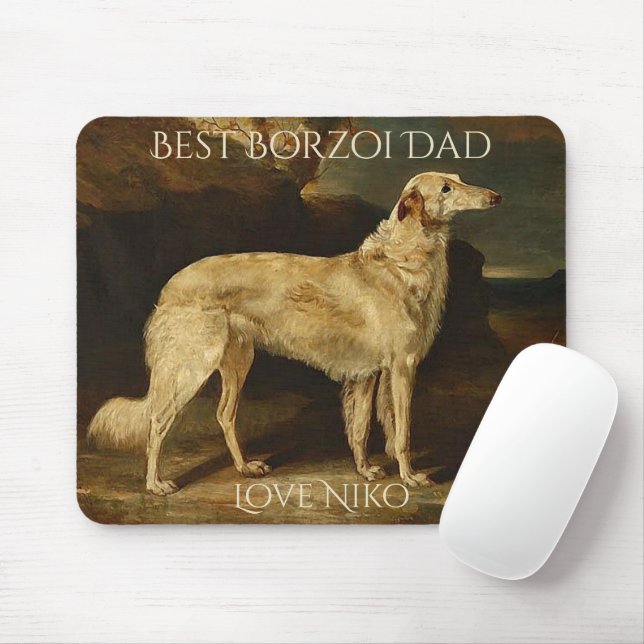 Personalised Best Borzoi Dad Mouse Pad (With Mouse)