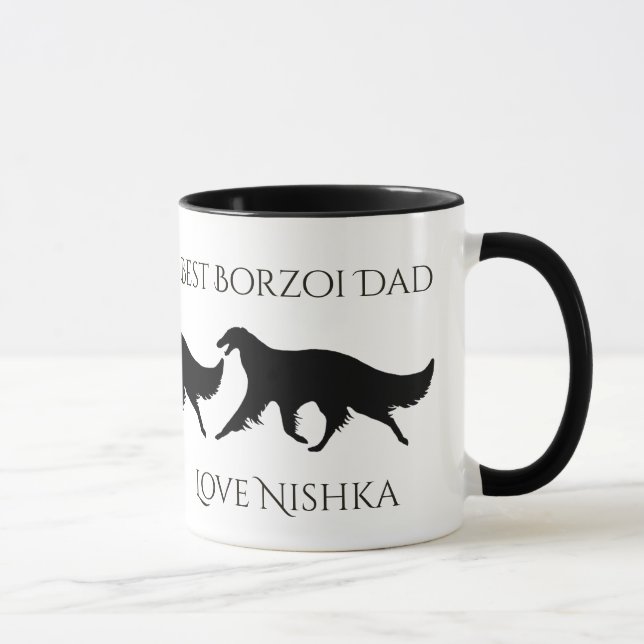 Personalised Best Borzoi Dad Mug (Right)