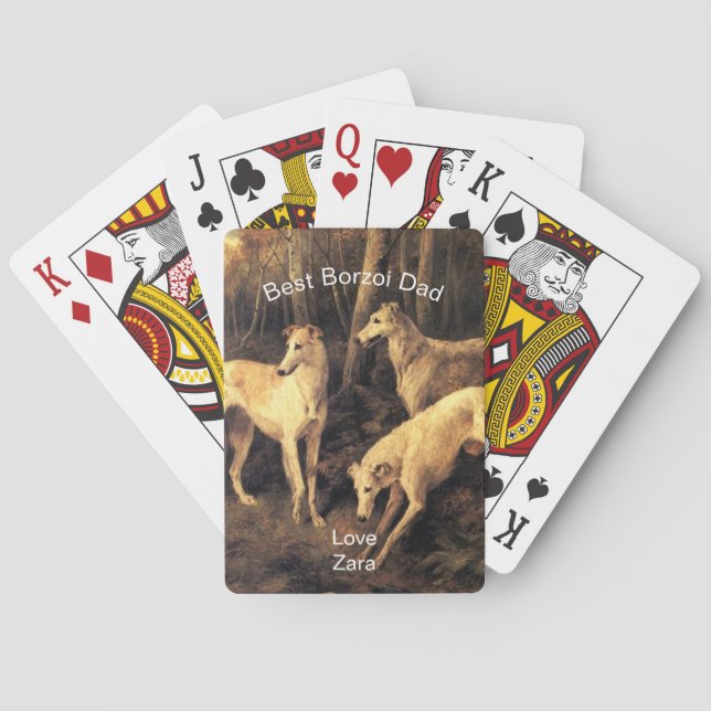 Personalised Best Borzoi Dad Playing Cards (Back)