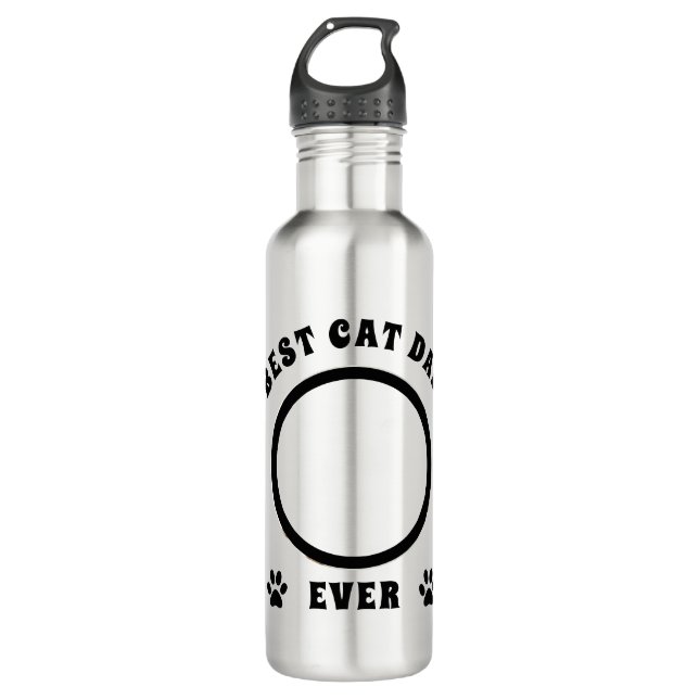  Personalised Best Cat Dad Ever Custom Photo 710 Ml Water Bottle (Front)