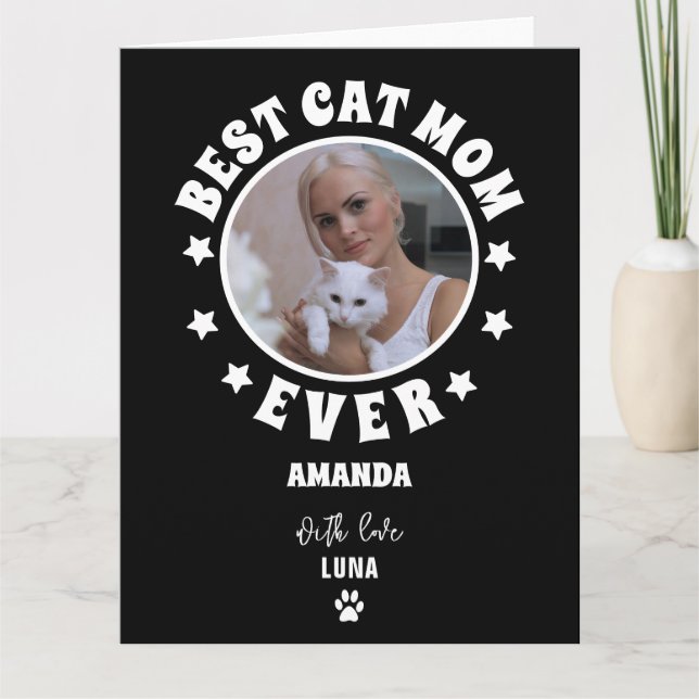 Personalised Best Cat Mum Ever Custom Photo  Card (Front)