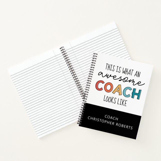 Personalised Best Coach Ever | Awesome Coach Gifts Notebook (Inside)