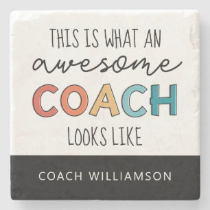 Personalised Best Coach Ever   Awesome Coach Gifts Stone Coaster