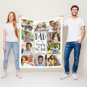 Personalised Best Dad 10 Photo Collage Fleece Blanket