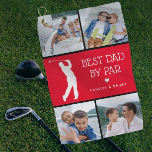 Personalised Best Dad by Par Photo Collage Golf To Golf Towel