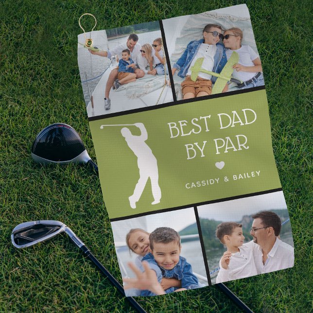 Personalised Best Dad by Par Photo Collage Golf To Golf Towel (Creator Uploaded)