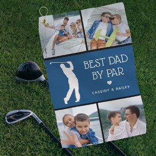 Personalised Best Dad by Par Photo Collage Golf Towel