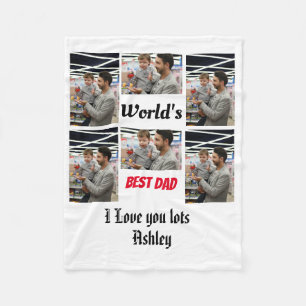 Personalised Best Dad ever 6 photo Collage Fleece Blanket