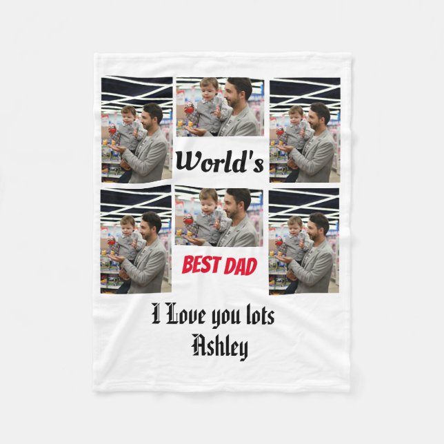 Personalised Best Dad ever 6 photo Collage    Fleece Blanket (Front)
