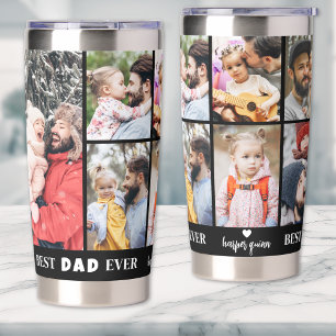 Personalised Best Dad Ever 8 Photo Collage Father Insulated Tumbler