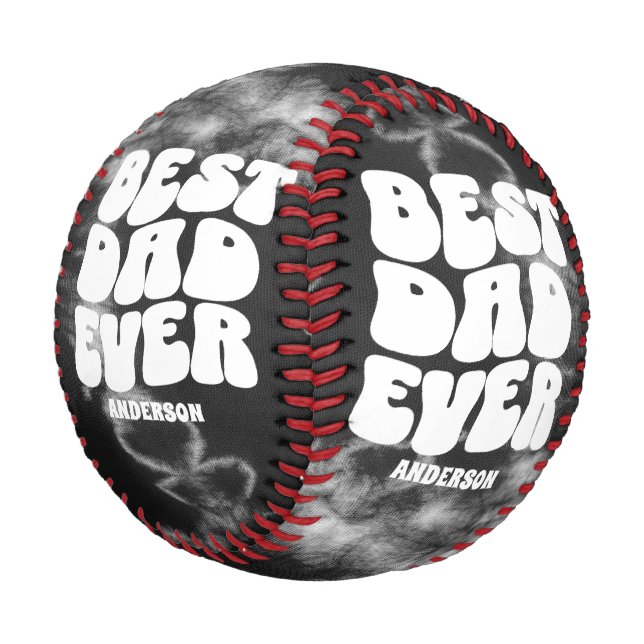 Personalised Best Dad Ever Black Tie Dye Baseball (Angled)
