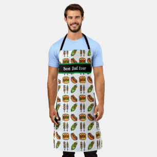 Personalised Best Dad Ever Cute Barbecue Foods Apron
