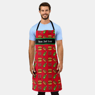 Personalised Best Dad Ever Cute Barbecue Foods Apron