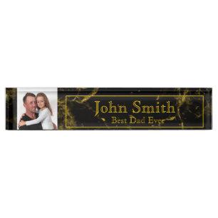 Personalised Best Dad Ever Desk Photo Name Plate