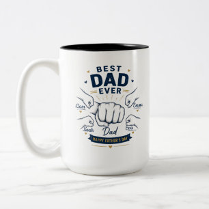 Personalised Best Dad Ever Father’s Day of 4 kids Two-Tone Coffee Mug