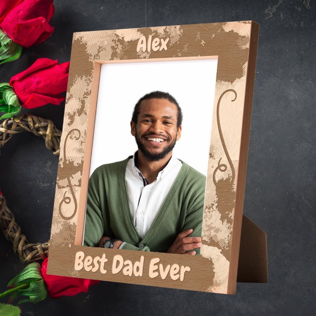 Personalised Best Dad Ever Fathers Day Gift Wooden Etched Frames (Creator Uploaded)