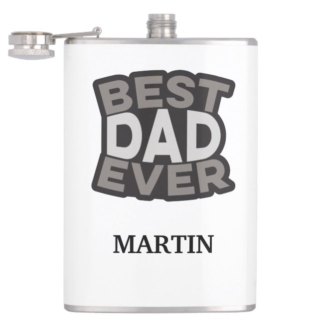 Personalised BEST DAD EVER Hip Flask (Opened)