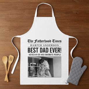 Personalised Best Dad Ever Newspaper Photo Apron