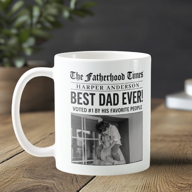 Personalised Best Dad Ever Newspaper Photo Coffee Mug (Creator Uploaded)