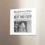 Personalised Best Dad Ever Newspaper Photo Magnet<br><div class="desc">Celebrate Dad’s greatness with this personalised newspaper-style magnet! Featuring a bold "Best Dad Ever!" headline, a customisable name, and a space for a cherished photo, this fun design mimics a classic newspaper front page from "The Fatherhood Times." A perfect small gift for Father's Day, birthdays, or just to brighten Dad’s...</div>