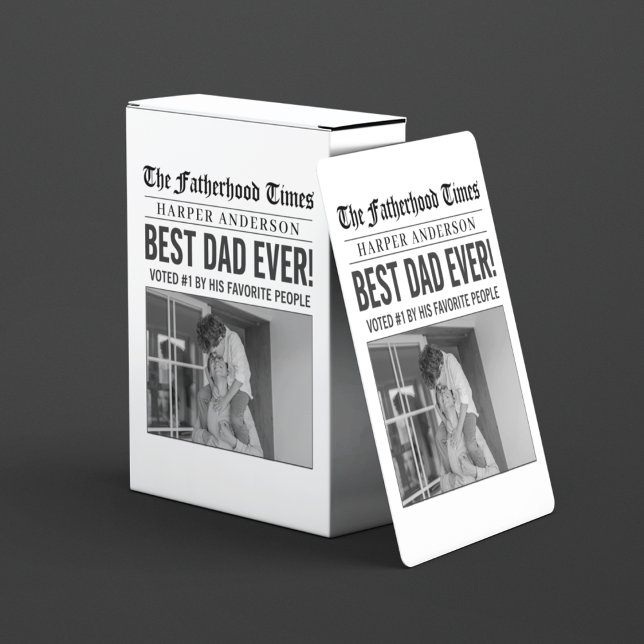 Personalised Best Dad Ever Newspaper Photo Playing Cards (Creator Uploaded)
