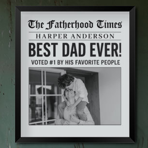 Personalised Best Dad Ever Newspaper Photo Poster