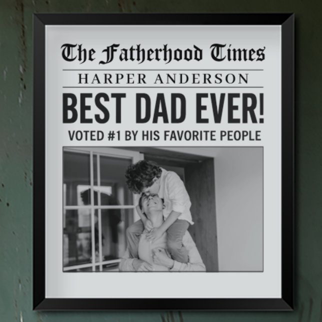 Personalised Best Dad Ever Newspaper Photo Poster (Creator Uploaded)