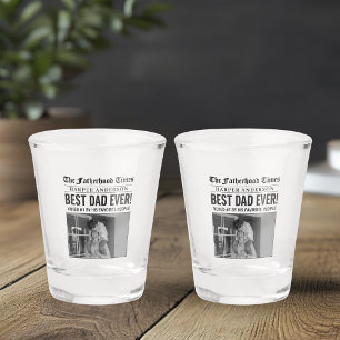 Personalised Best Dad Ever Newspaper Photo Shot Glass