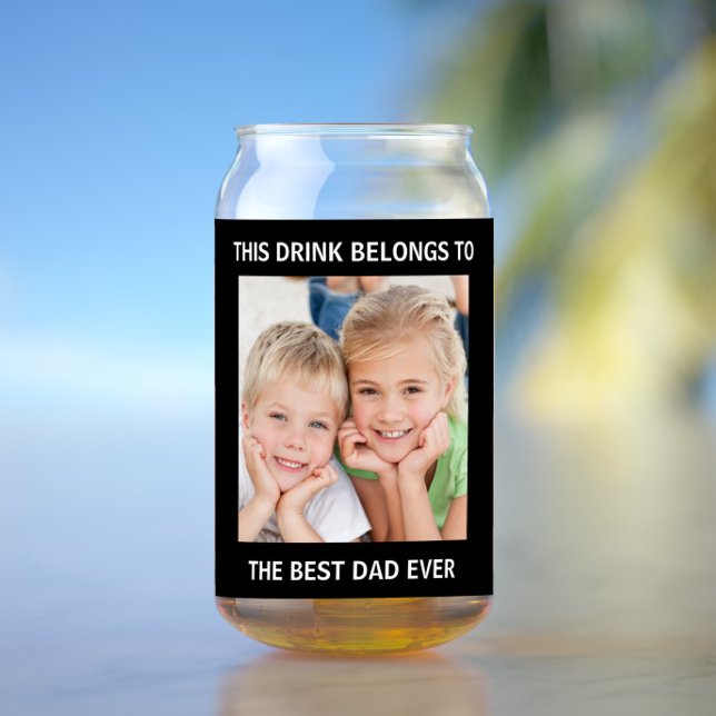  Personalised Best Dad Ever Photo Black Can Glass (Creator Uploaded)