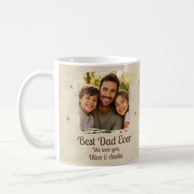 Personalised Best Dad Ever Photo Coffee Mug (Left)