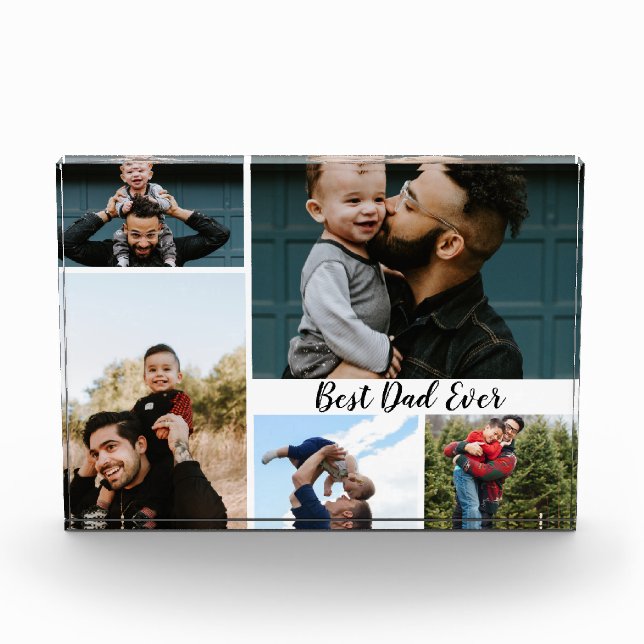 Personalised Best Dad Ever Photo Collage Block (Front)