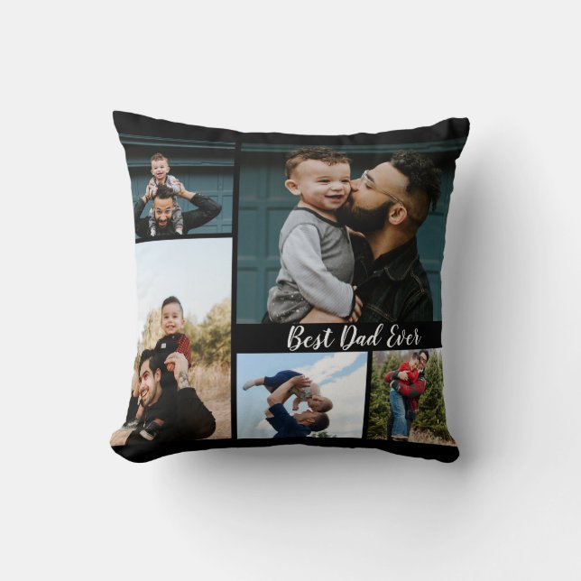 Personalised Best Dad Ever Photo Collage Cushion (Front)
