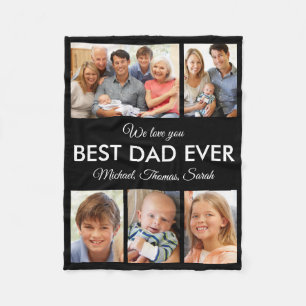 Personalised Best Dad Ever Photo Collage Father Fleece Blanket