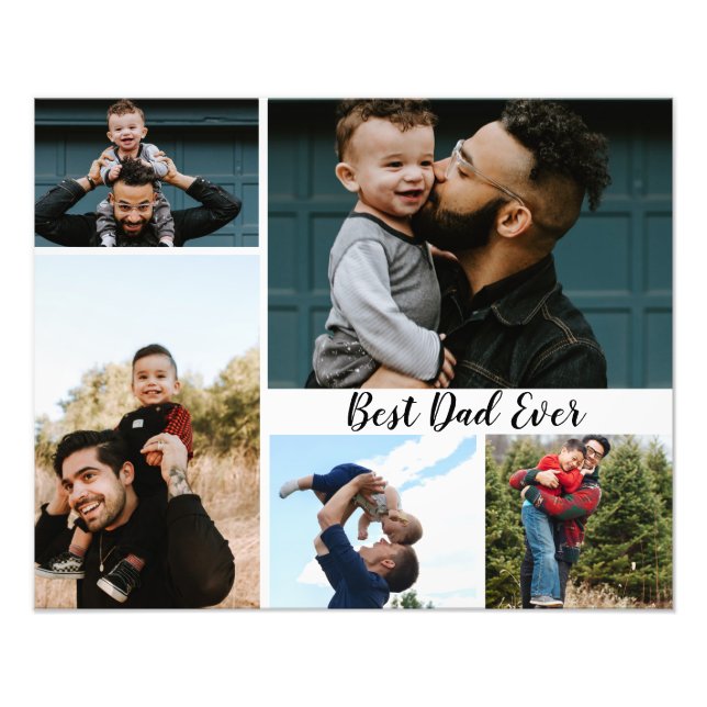 Personalised Best Dad Ever Photo Collage Print (Front)