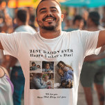Personalised Best Dad Ever photo collage simple T-Shirt<br><div class="desc">Modern contemporary BEST DADDY EVER Happy Father's Day 4 family photo collage keepsake simple white and black t-shirt with a bold typography script template. Create your own with four family pictures and your text! You can change the colours of the text. It can be a cute personalised gift for your...</div>
