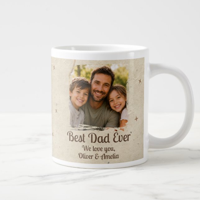 Personalised Best Dad Ever Photo Large Coffee Mug (Right)