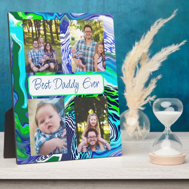 Personalised Best Dad Ever Photo  Plaque (Side)