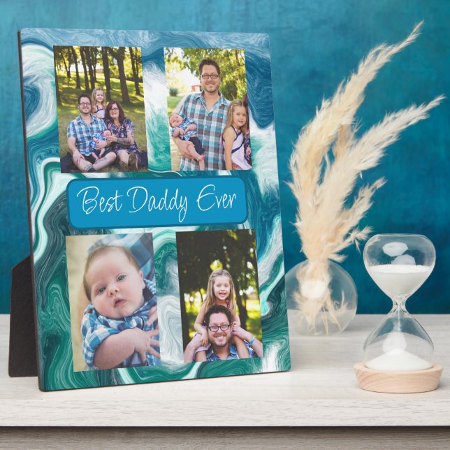 Personalised Best Dad Ever Photo  Plaque (Side)