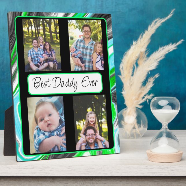 Personalised Best Dad Ever Photo  Plaque (Side)