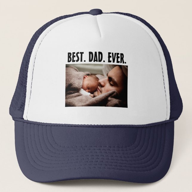 Personalised Best Dad Ever, Photo Trucker Hat (Front)