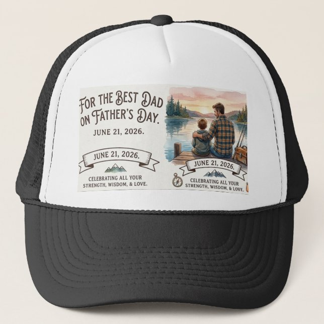 Personalised "Best Dad" Fishing Father's Day Trucker Hat (Front)