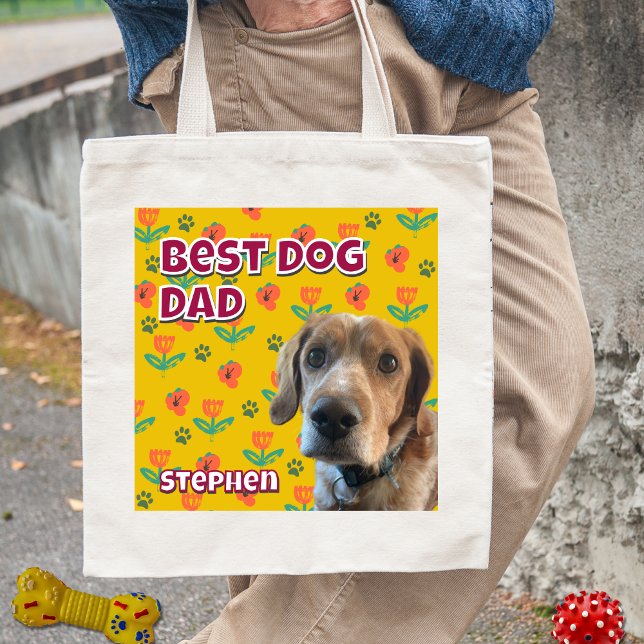 Personalised Best Dog Dad – Pet Photo Father's Day Tote Bag (Creator Uploaded)