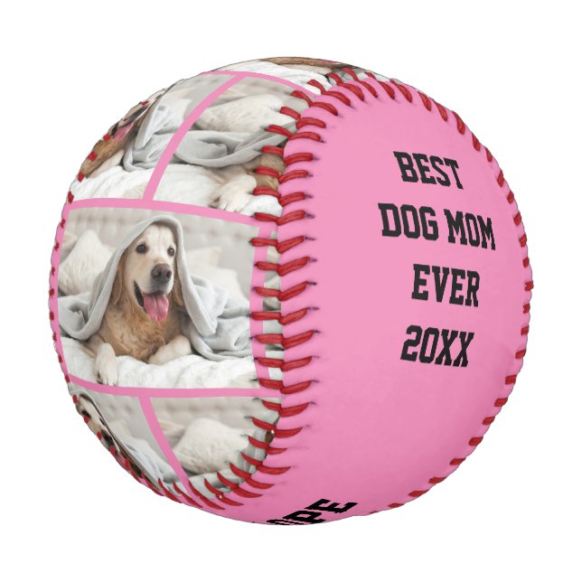 Personalised BEST DOG MOM EVER Baseball (Angled)