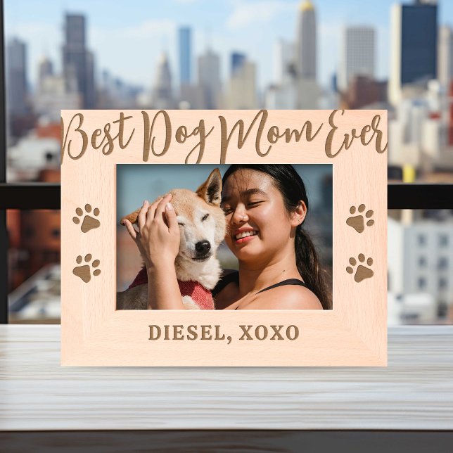 Personalised Best Dog Mum Ever Etched Frames (Creator Uploaded)
