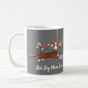 Personalised Best Dog Mum Ever Podenco Floral Coffee Mug