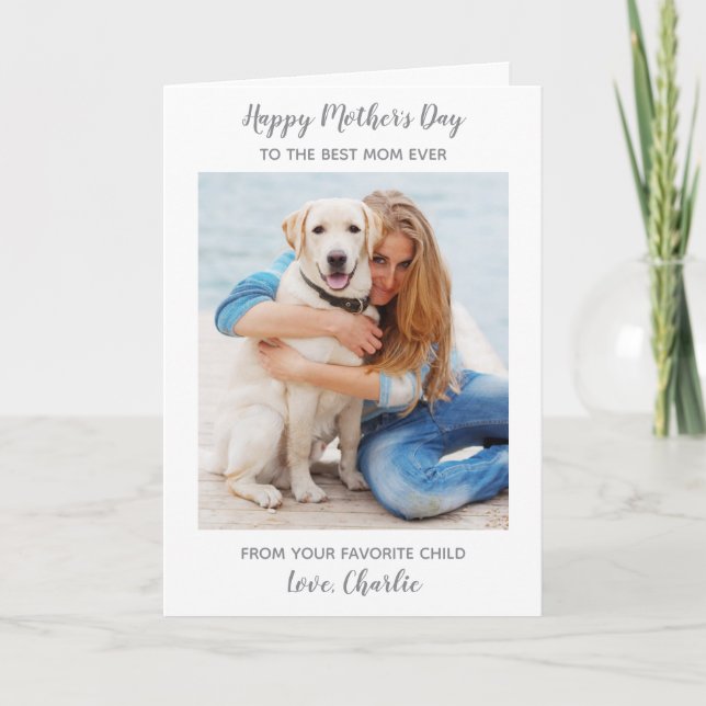  Personalised Best Dog Mum Mother's Day Pet Photo  Holiday Card (Front)