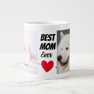 Personalised best dog mum two photo & text large coffee mug