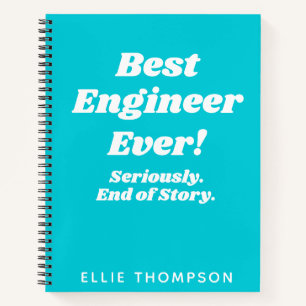 Personalised Best Engineer Ever Typography in Teal Notebook