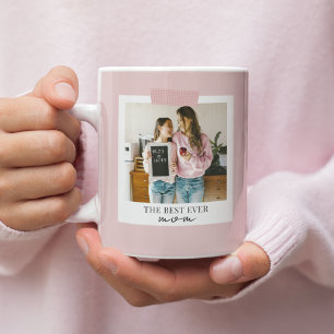 Personalised Best Ever Mum Photo Pink Coffee Mug