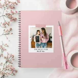 Personalised Best Ever Mum Photo Pink Notebook